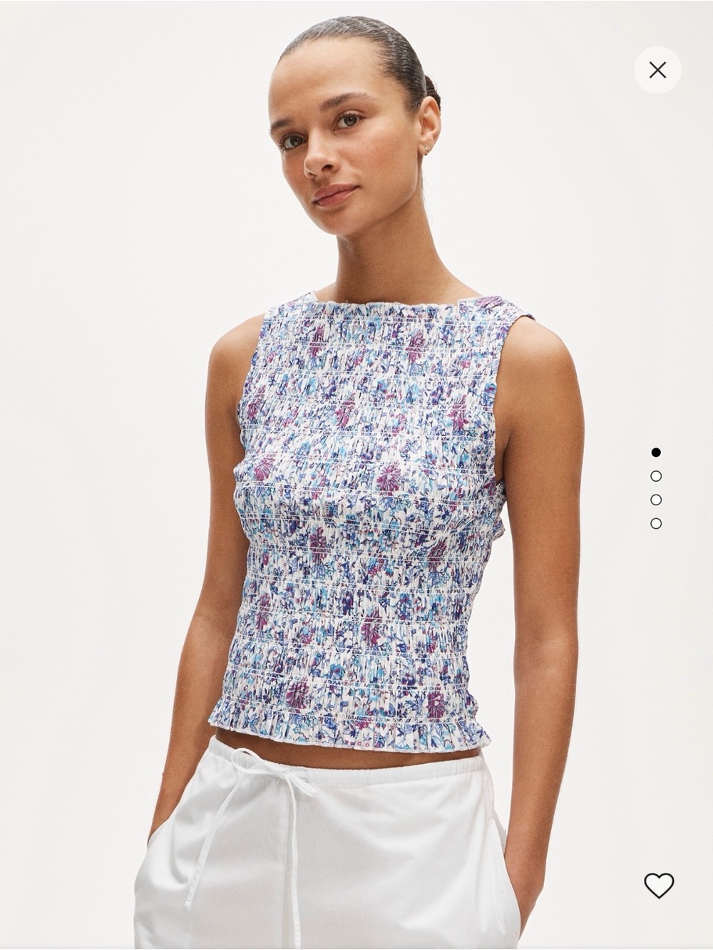 NWT J. Crew Smocked Shell Tank Top in Floral Print Cotton